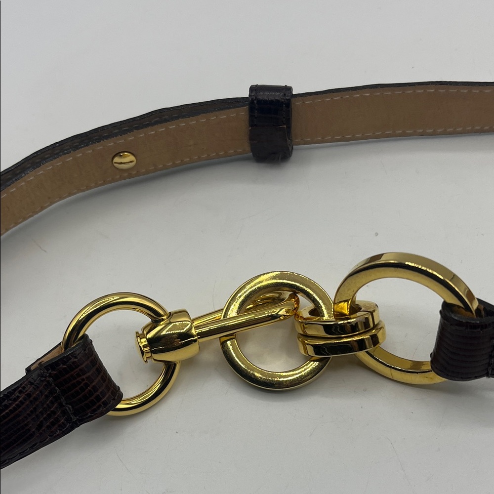 WORTH Brown Leather Belt with Gold Accents
